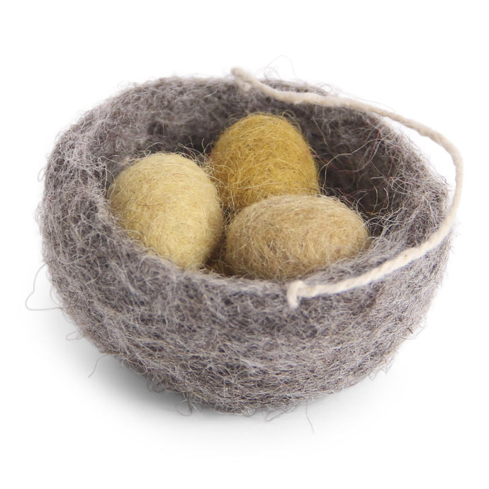 Nest, gelbe Eier, 5cm