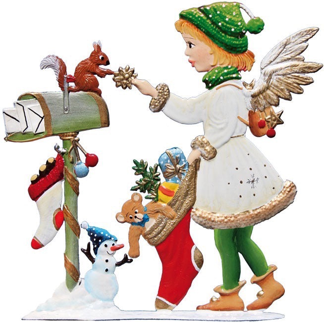 Engel mit Weihnachtsstrumpf (2015) Zinnfigur von Wilhelm Schweizer