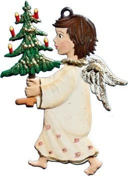 Engel trägt Tannenbaum Zinnfigur von Wilhelm Schweizer