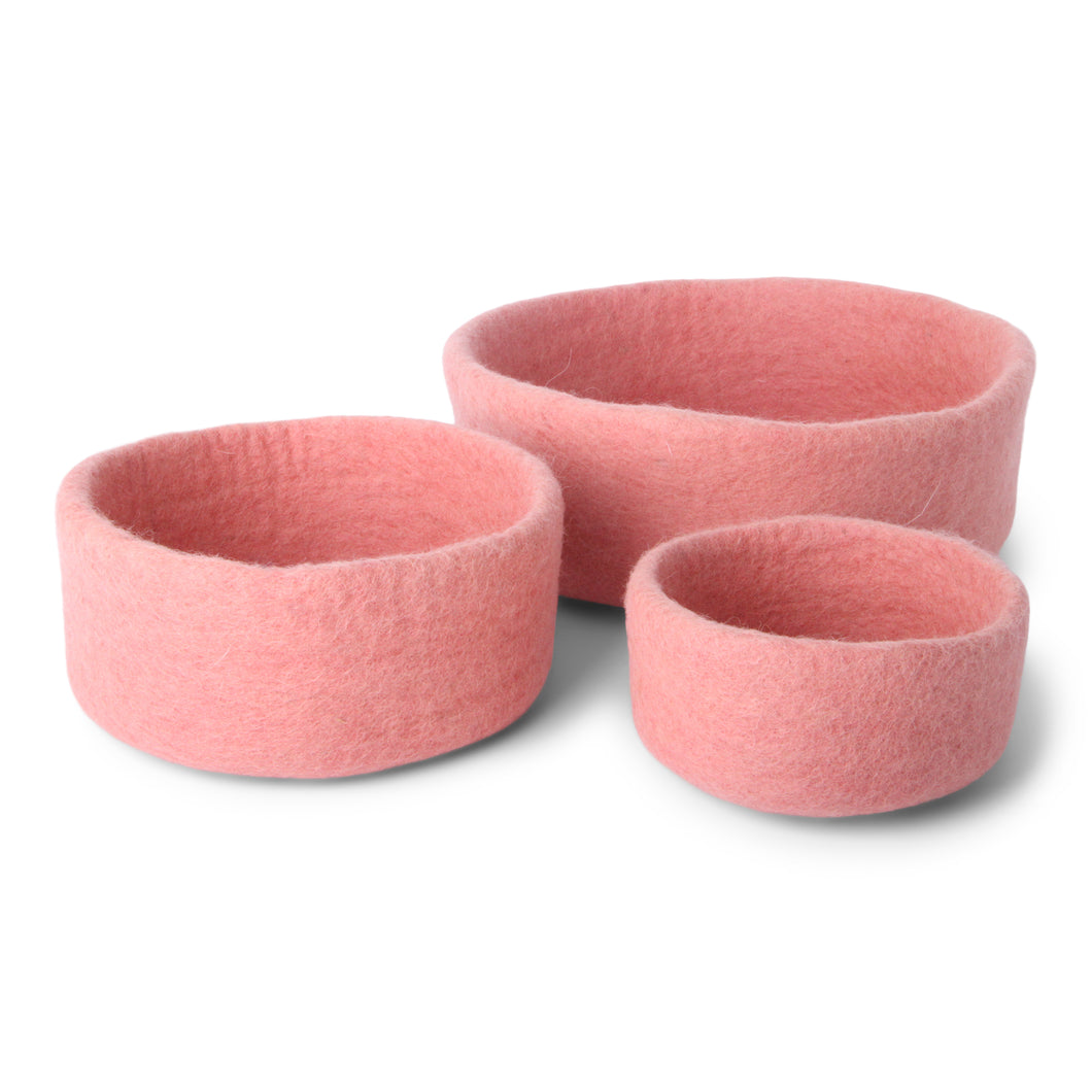 Filzschalen, rosa, 3er Set