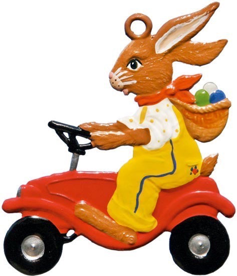 Hase mit Bobby Car Zinnfigur von Wilhelm Schweizer