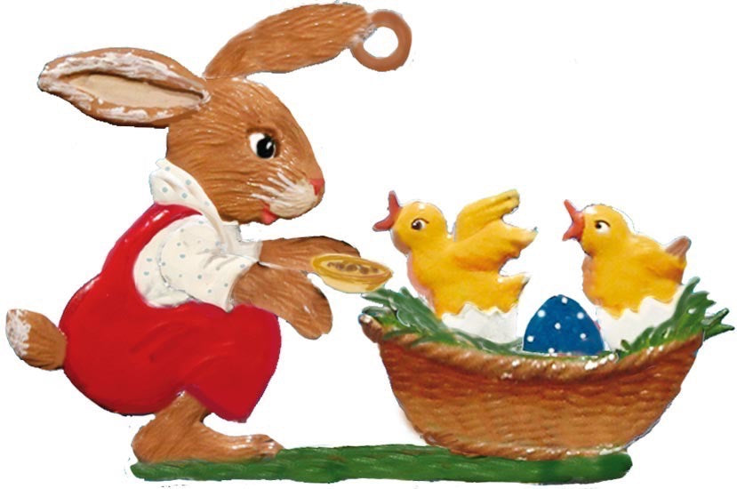 Hase am Kückennest Zinnfigur von Wilhelm Schweizer