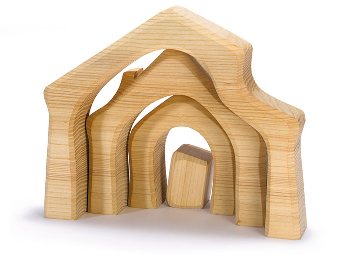 Haus massiv 4-tlg. Spielfigur aus Holz von Ostheimer