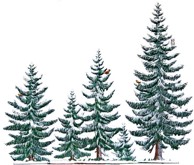 Tannenwald im Winter, 5 Bäume Zinnfigur von Wilhelm Schweizer